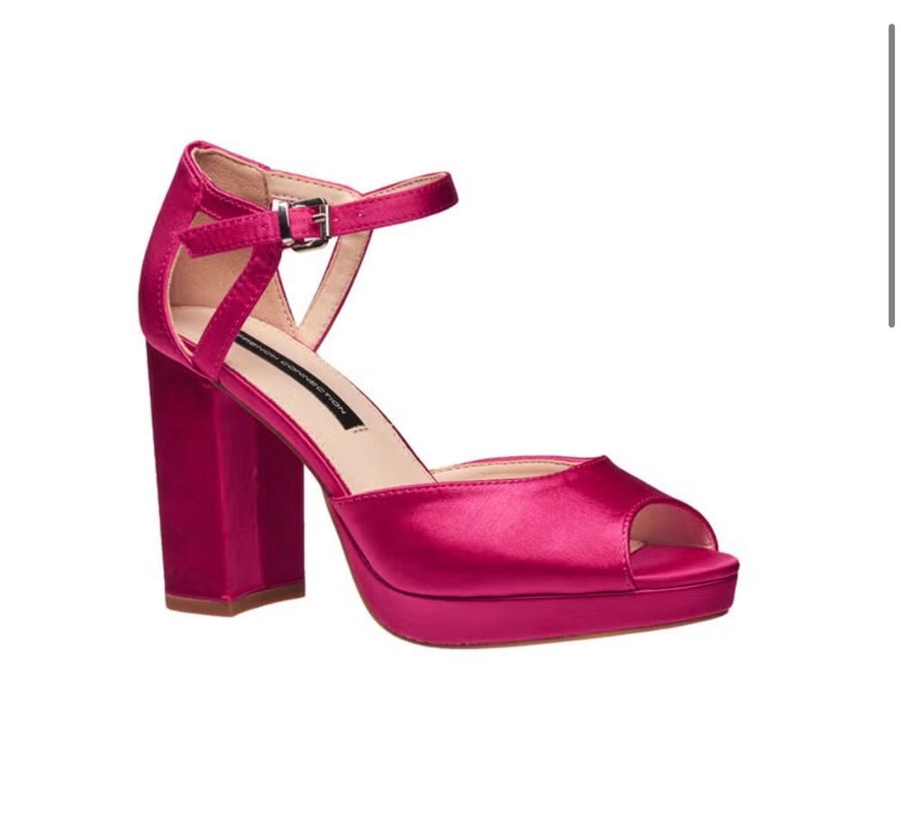 New French connection Taryn pink satin platform heels sz 6.5